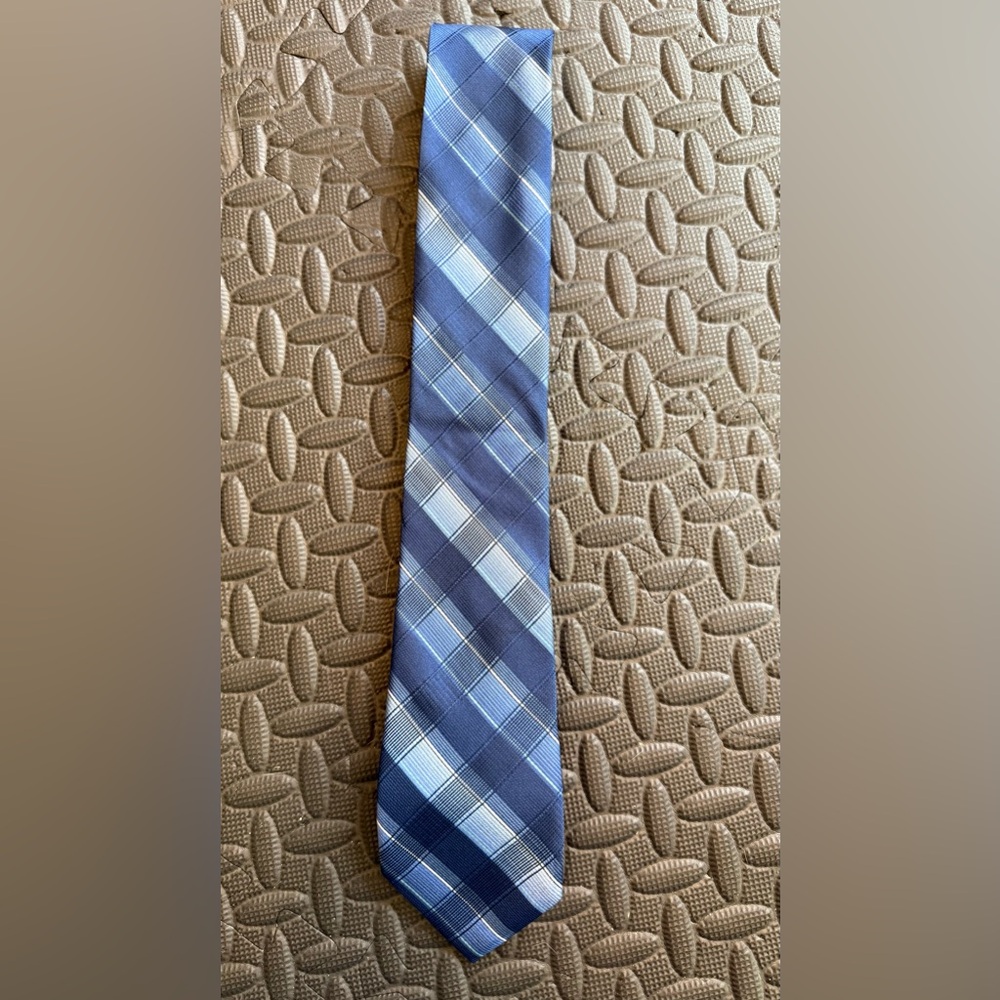 Pronto Uomo Navy and Light Blue Checkered Silk Tie